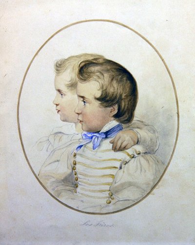 Két testvér portréja katonai jelmezben, 1840 körül (akvarell, papír) alkotó: English School