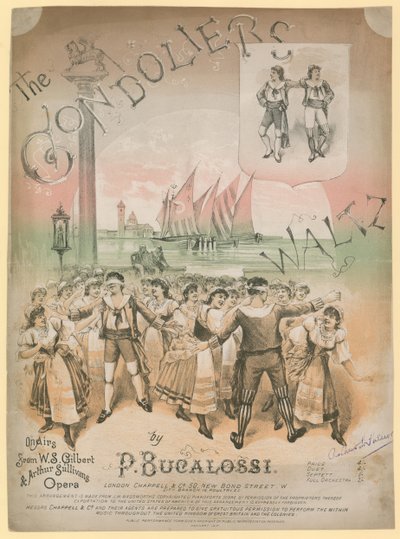 Plakát P Bucalossi Gondolkodói keringőjéhez W S Gilbert és Arthur Sullivans opera műsorában alkotó: English School