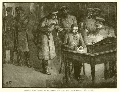 Sándor bolgár herceg aláírja lemondását alkotó: English School