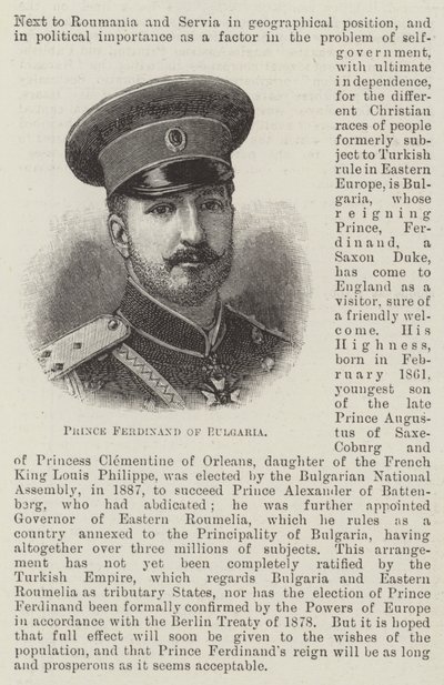 Ferdinánd bolgár herceg (metszet) alkotó: English School