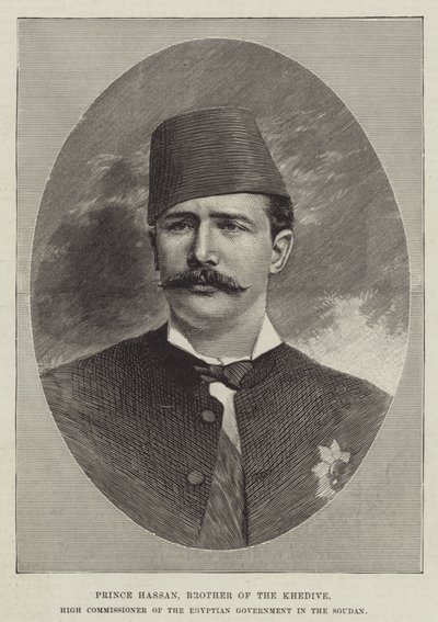 Hasszán herceg, Khedive testvére, az egyiptomi kormány főbiztosa a szudáni államban (metszet) alkotó: English School