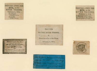 Nyomtatott emléktárgyak az 1814-es fagyvásárról alkotó: English School