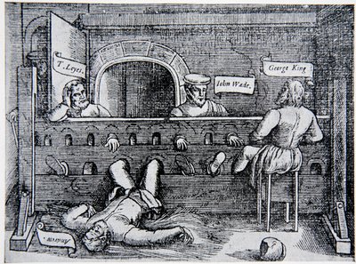 Foglyok a Lollards Towerben, John Foxe (1516-87) Cselekedetei és emlékművéből, 1563, illusztráció a Nemzet története című könyvből alkotó: English School