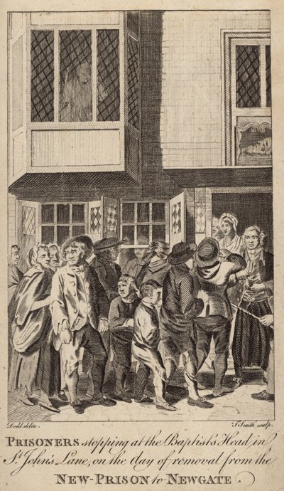 Foglyok megállnak a Baptists Headnél a St Johns Lane-en alkotó: English School