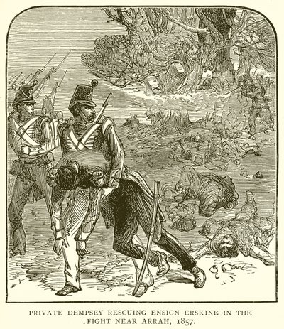 Dempsey közlegény megmenti Erskine zászlóst az Arrah melletti harcban, 1857 alkotó: English School