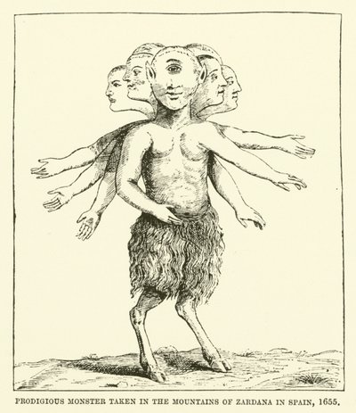 Csodálatos szörnyeteg a spanyolországi Zardana hegyeiben, 1655-ben alkotó: English School