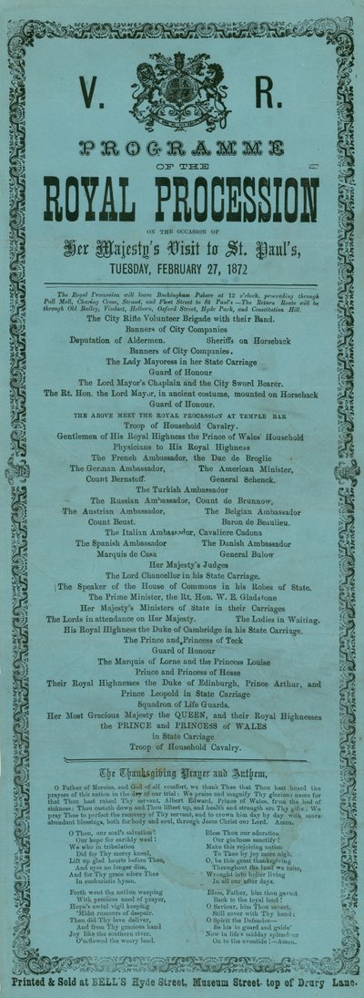 A királyi körmenet programja a londoni Szent Pál-székesegyházban tett látogatása alkalmából, 1872. február 27-én alkotó: English School