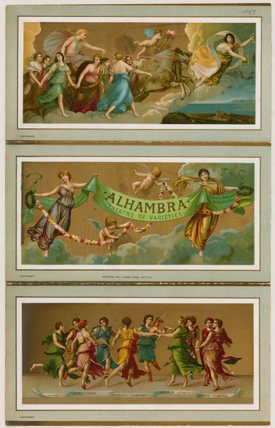 Promóciós szórólap a londoni Alhambra Theatre of Varieties számára alkotó: English School