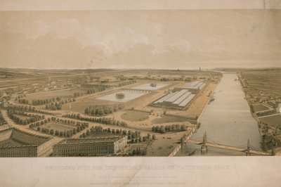 A Crystal Palace javasolt helyszíne a Battersea Parkban alkotó: English School