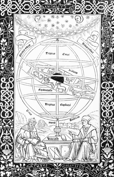 Ptolemaiosz rendszere, illusztráció a középkor és a reneszánsz tudományából és irodalomból, írta és vésette Paul Lacroix, 1878 alkotó: English School