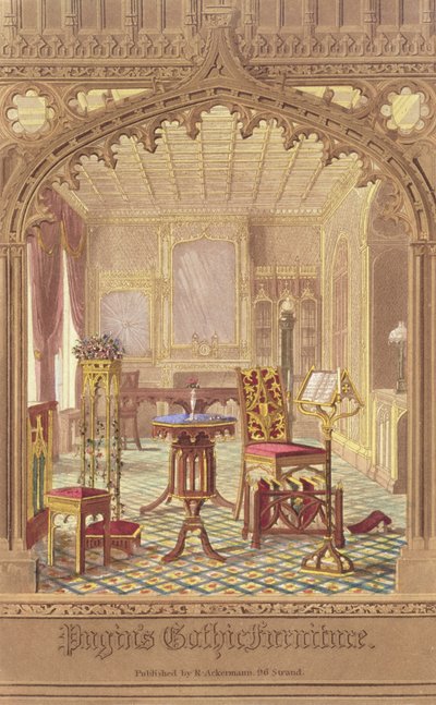 Pugins Gothic Furniture, Augustus Charles Pugin (1762-1832), kiadó: R. Ackermann, 1827 alkotó: English School
