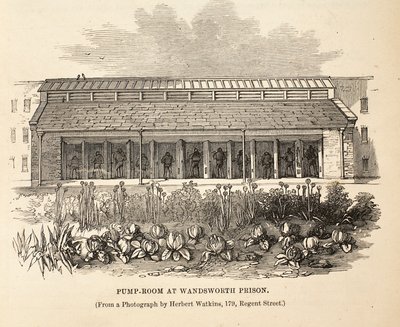 Pump-room a Wandsworth börtönben, illusztráció a The Criminal Prisons of Londonból és jelenetek a börtönéletből Henry Mayhew és John Binny, pub. 1862 alkotó: English School