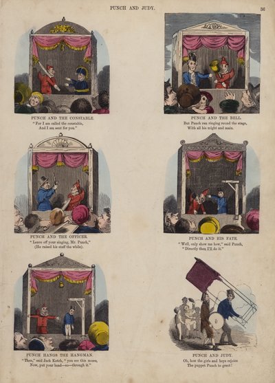 Punch and Judy Show (színes metszet) alkotó: English School