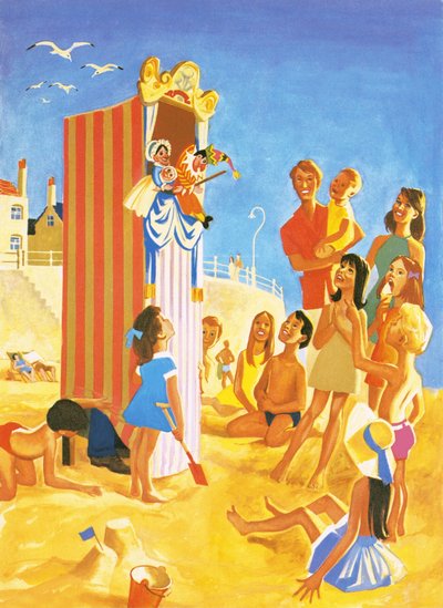 Punch és Judy show a tengerparton alkotó: English School