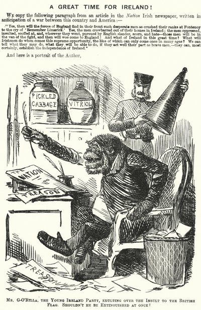 Punch karikatúra: A Great Time for Ireland! Ír nacionalizmus (metszet) alkotó: English School