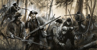 A brit katonák által üldözött George Washington emberei visszahúzódtak a sivár téli vidéken keresztül. alkotó: English School
