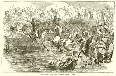 A lázadók üldözése Delhiből, 1857 alkotó: English School