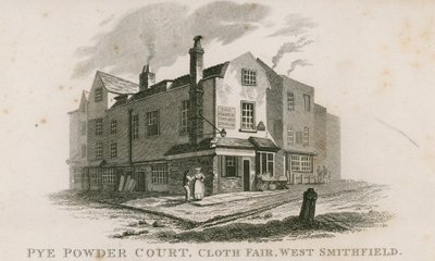 Pye Powder Court, Cloth Fair, West Smithfield, a Sign of the Hand and Shears nyilvános házban alkotó: English School