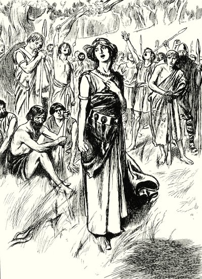Boadicea királynő és katonái (litográfia) alkotó: English School