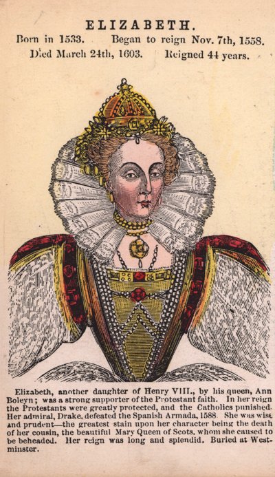 I. Erzsébet királynő (színes metszet) alkotó: English School