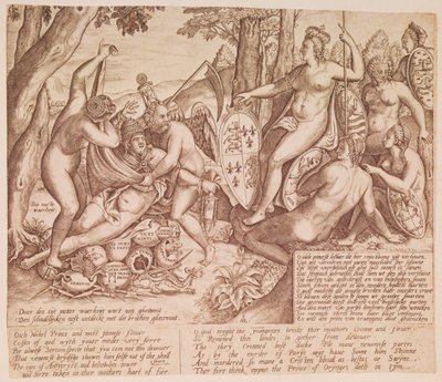 I. Erzsébet angol királynő mint Diana istennő, aki XIII. Gergely pápa felett ítélkezik. alkotó: English School