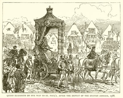 Erzsébet királynő útban St. Pauls felé, a spanyol armada veresége után, 1588 alkotó: English School