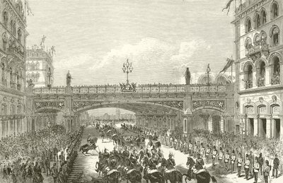 Viktória királynő megnyitja a Holborn-viaduktot, 1869 alkotó: English School