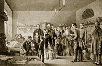 Viktória királynő meglátogatja a sebesülteket alkotó: English School