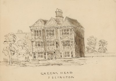 Queens Head, Islington, London (tinta papíron) alkotó: English School