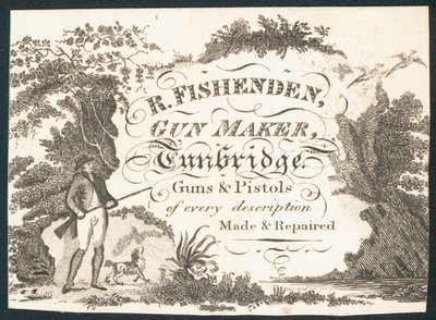 R Fishenden, fegyverkészítő, kereskedelmi kártya alkotó: English School