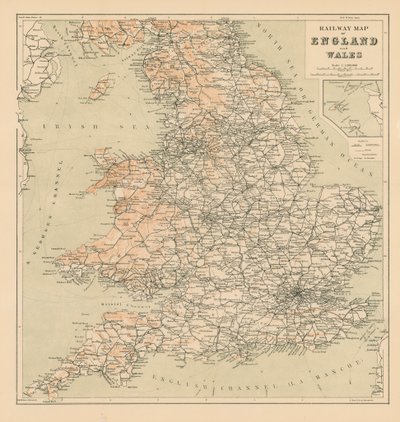 Anglia és Wales vasúti térképe (litográfia) alkotó: English School