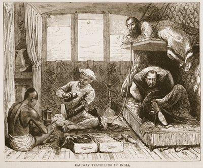 Vasúti utazás Indiában, illusztráció a Cassells Illustrated History of Englandből alkotó: English School