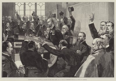 Parnell úr újraválasztása az Ír Párt vezetőjévé, 1890. november 25-én, az alsóház 15. számú bizottsági termében alkotó: English School