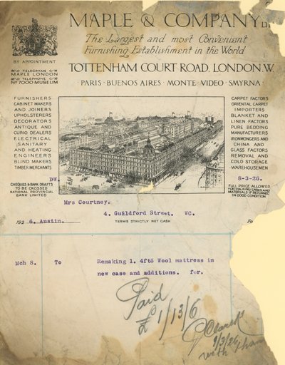 Nyugta a Maple & Company Ltd.-nek alkotó: English School