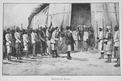 Muanga fogadtatása, a „New Light on Dark Africa” című filmből, Karl Peters és Henry William Dulcken alkotó: English School