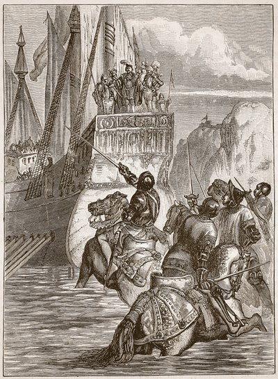Zsigmond császár fogadása, illusztráció a Cassells Illustrated History of Englandből (szépia fotó) alkotó: English School