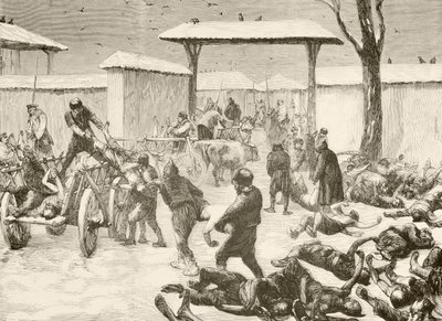 Halottak helyreállítása Plevna, Bulgária 1877-es ostroma után (litho) alkotó: English School