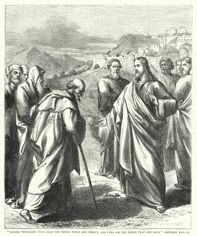 Adjátok át tehát a császárnak, ami a császáré, és Istennek, ami az Istené, Máté XXII, 21 (metszet) alkotó: English School