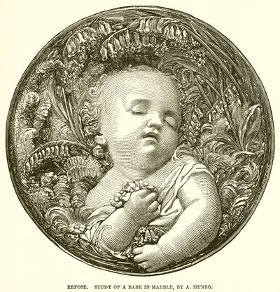 Pihenés. Tanulmány egy márványból faragott kisbabáról, A. Munro (metszet) alkotó: English School