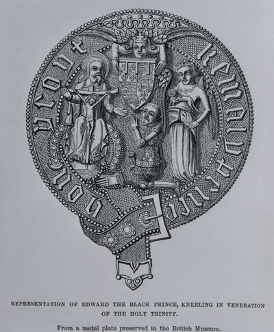 A Szentháromság tiszteletére térdelő Fekete Edward Edward ábrázolása alkotó: English School