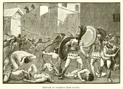 Pyrrhus visszaszorítása Spártából alkotó: English School