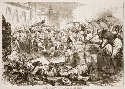 Cheyte Sing megmentése: támadás a sepoyok ellen, illusztráció a Cassells Illustrated History of India című könyvéből, James Grant, pub. 1879 alkotó: English School