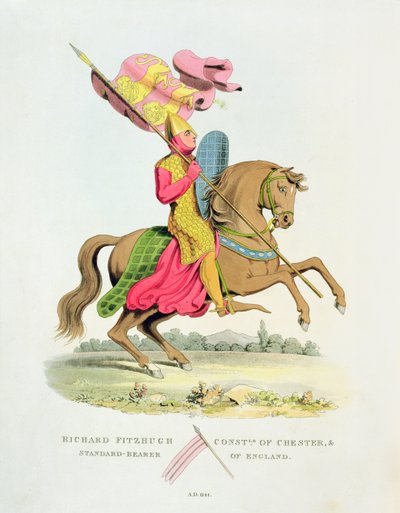 Richard Fitzhugh, Chester rendőrkapitánya és Anglia zászlóvivője, 1141, Samuel Rush Meyrick Ősi páncéljából, 1824 alkotó: English School