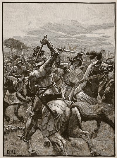 III. Richard a bosworthi csatában, illusztráció a Cassells Illustrated History of Englandből (szépia fotó) alkotó: English School