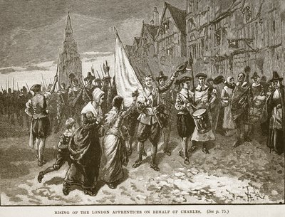 A londoni tanoncok felemelkedése Charles nevében, illusztráció a Cassells Illustrated History of England-ből (szépia fotó) alkotó: English School