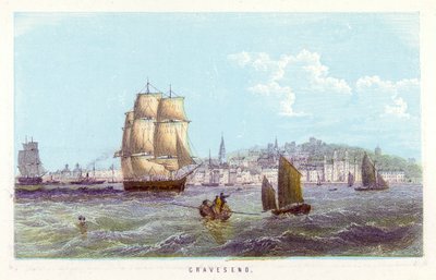 Themse: Gravesend (Farbstich) von English School