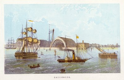 Temze folyó: Sheerness (színes metszet) alkotó: English School