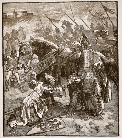 Robert bocsánatot kér apjától, illusztráció a Cassells Illustrated History of England-ből (szépia fotó) alkotó: English School