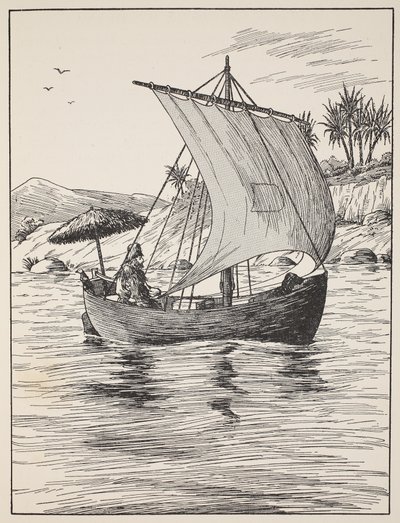 Robinson Crusoe a hajóján, illusztráció a The Story of Robinson Crusoe-ból: Adaptáció gyerekeknek Defoes nyelvét követve, pub. Griffith Farran Browne & Co. Limited, London alkotó: English School