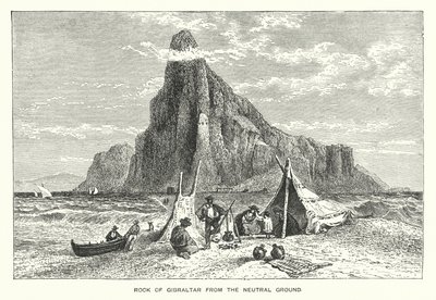 Felsen von Gibraltar vom Neutralen Boden von English School